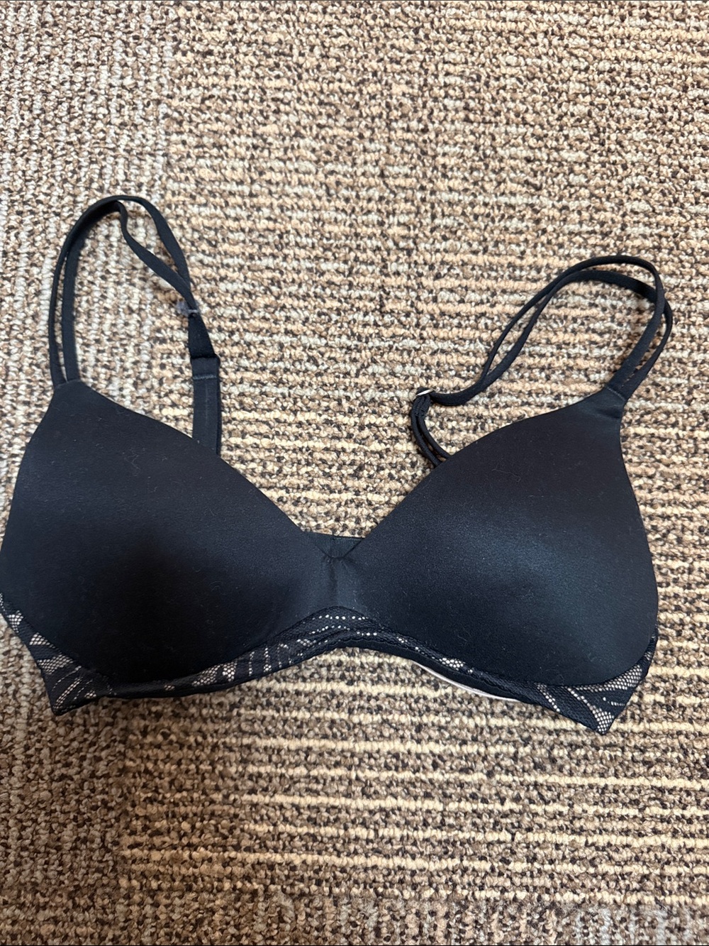 aerie Black Lace-Trim Smooth T-Shirt Bra